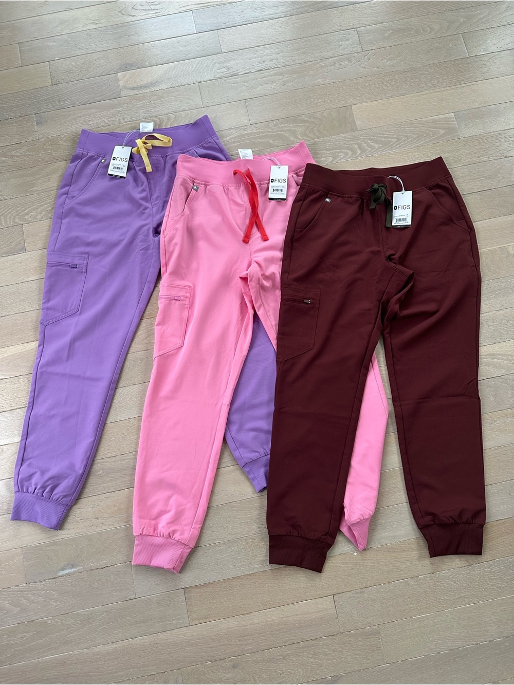 FIGS Zamora Joggers - Wild Iris, Sunrise Pink, Walnut